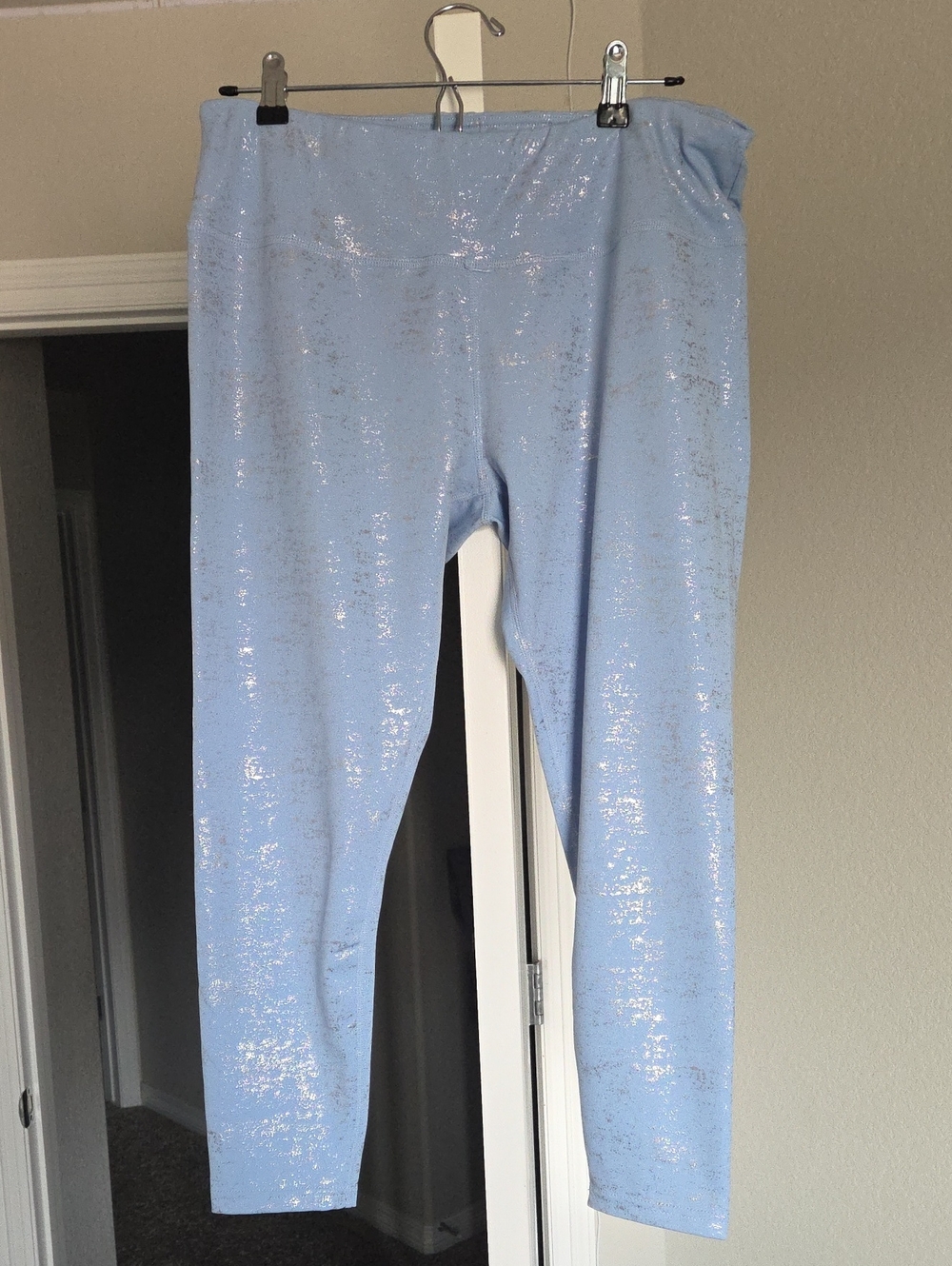 Women's Shimmery Light Blue Stretch Leggings